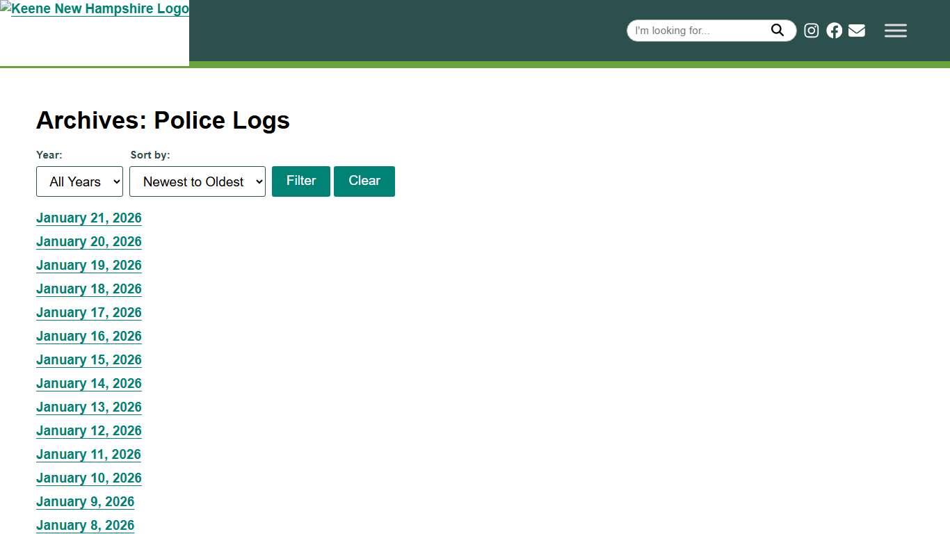 Police Logs Archive - City of Keene