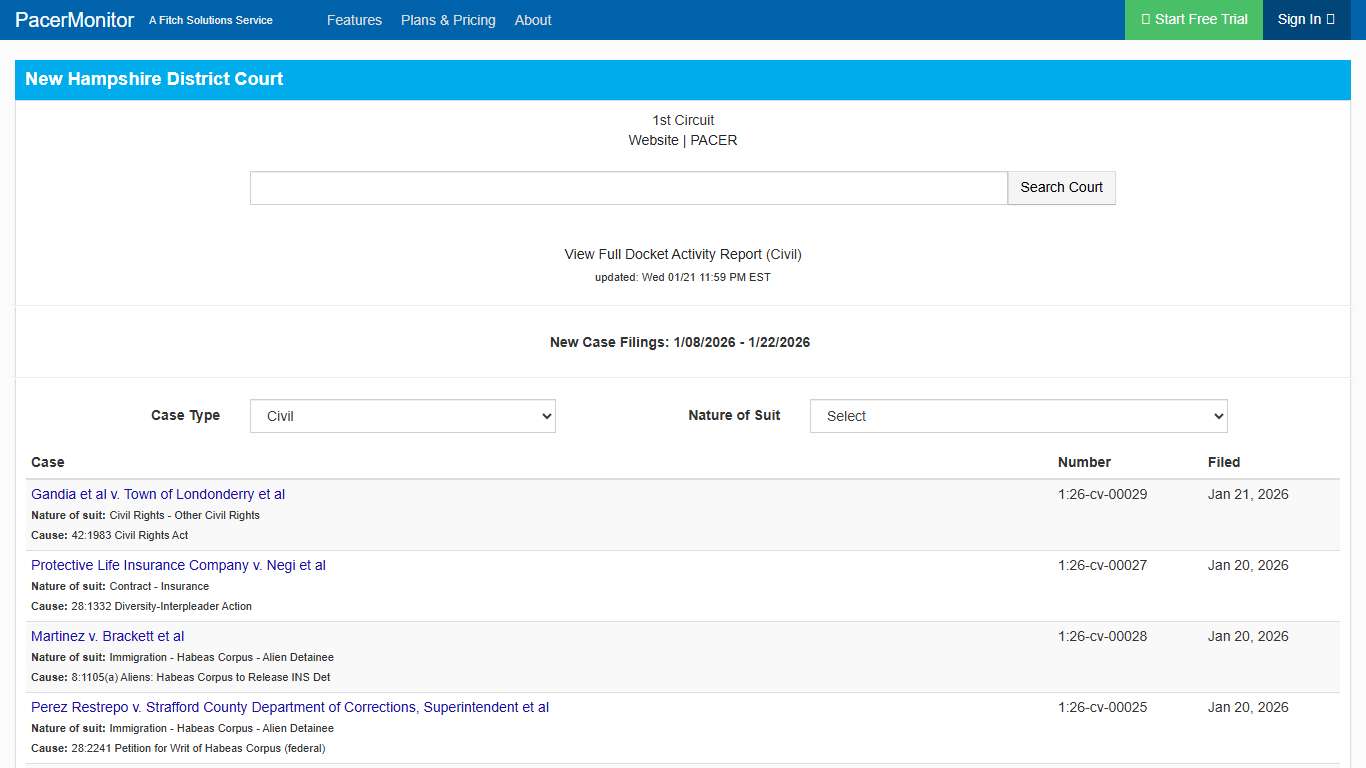 New Hampshire District Court Information Page