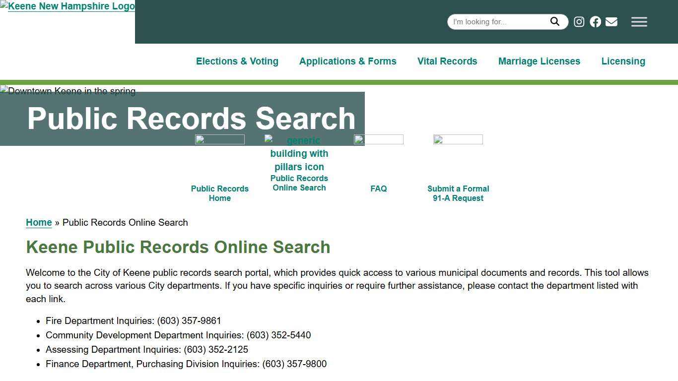 Public Records Online Search - City of Keene